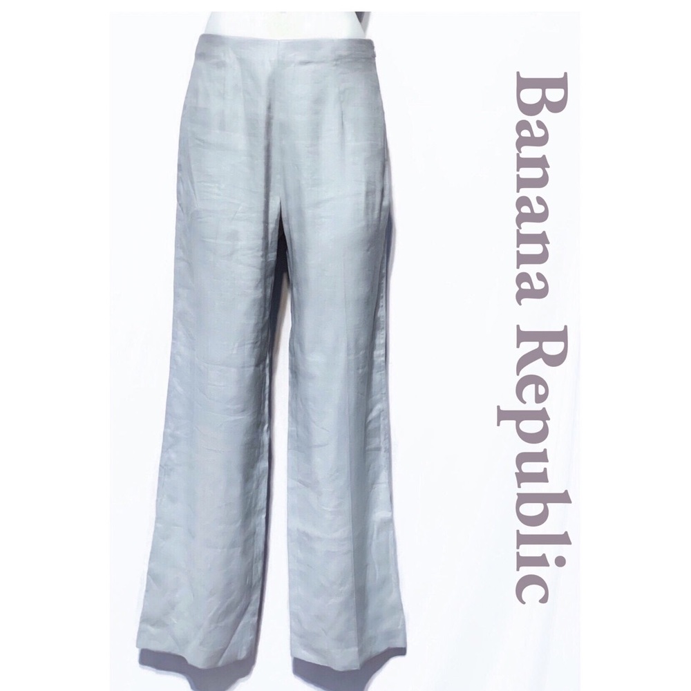 Banana Republic Blue Gray Linen Blend Slacks Sz 8
